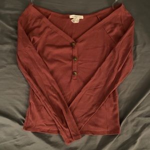 Slightly off the shoulder/wide neck long sleeve